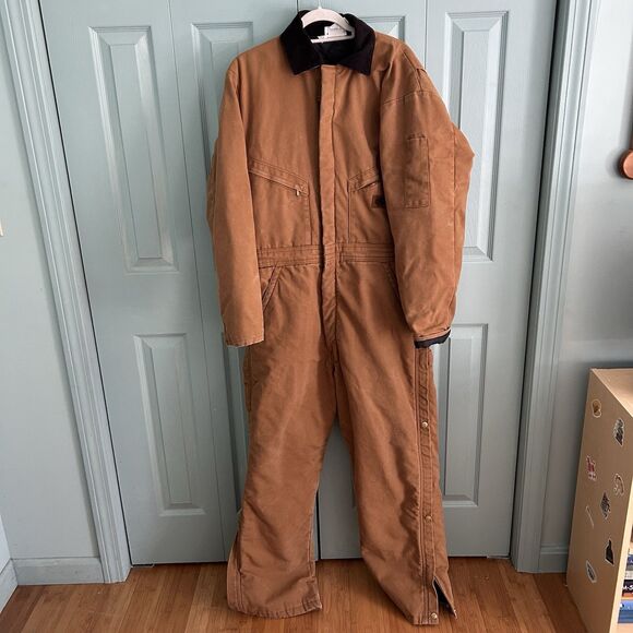 Dickies Mens Tan Insulated Coveralls 42/44 Quilted Heavy Duty Outdoors Winter - Picture 1 of 13